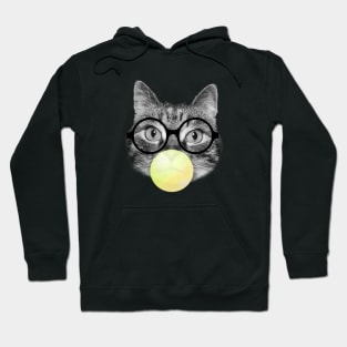 Funny cat and yellow bubble gum Hoodie